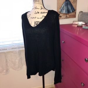 Knit See Through Black V Neck Size XL